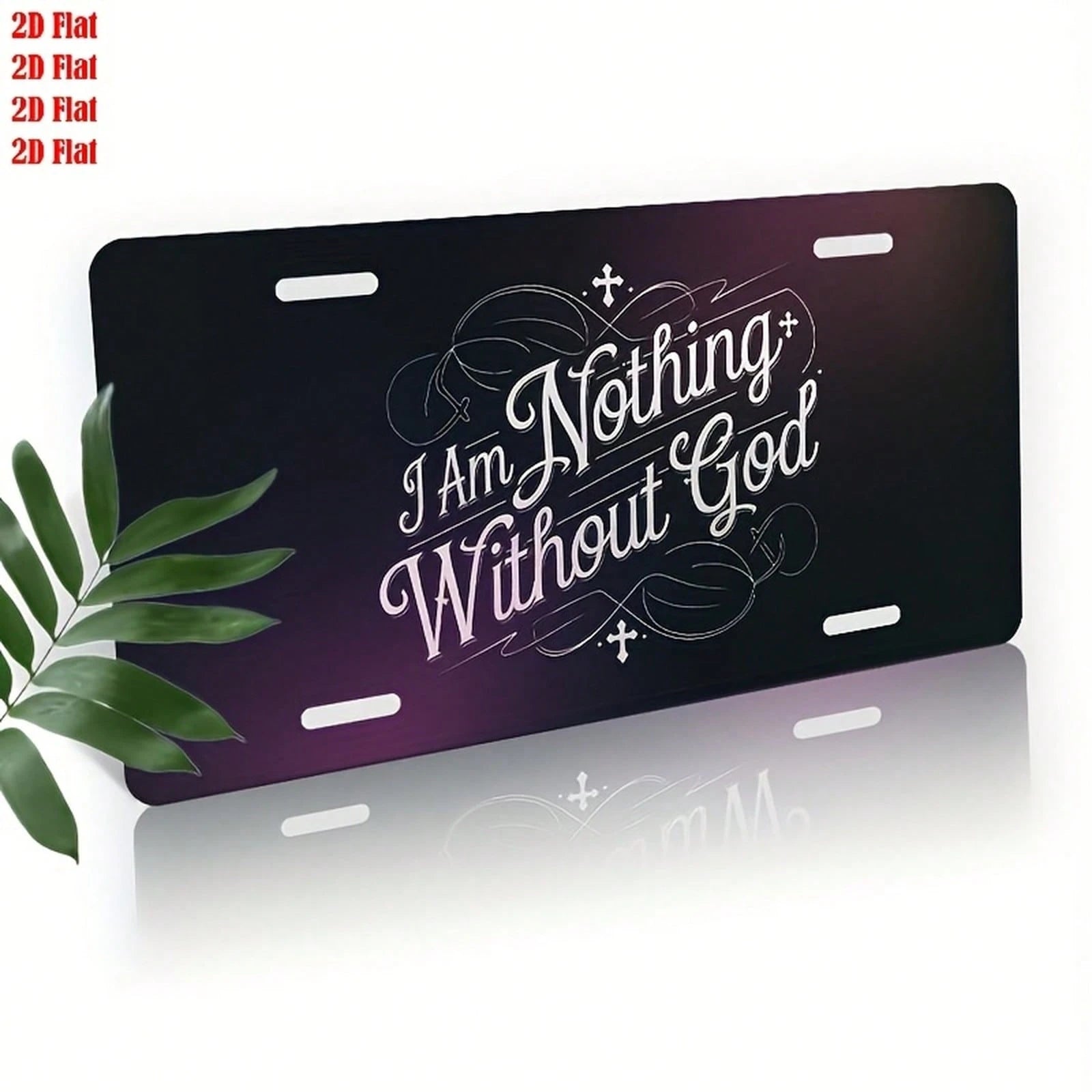 CP License Plate Cover And Frame I AM NOTHING WITHOUT GOD With Cross, Used To Decorate The Front Waterproof Decorative Iron License Plate Cover And Frame, Unisex 12X6