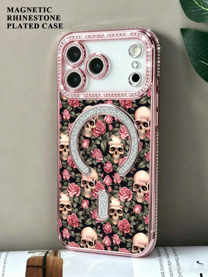Cream-White Tulips With Fresh Green Leaves Motif, Clean And Elegant Design, Transparent Phone Case, Black Skull Rose Pattern For IPhone 17 17 Air 17 Pro 17 Pro Max Case For IPhone 16 15 14 13 12 (Inc