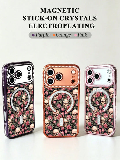Cream-White Tulips With Fresh Green Leaves Motif, Clean And Elegant Design, Transparent Phone Case, Black Skull Rose Pattern For IPhone 17 17 Air 17 Pro 17 Pro Max Case For IPhone 16 15 14 13 12 (Inc