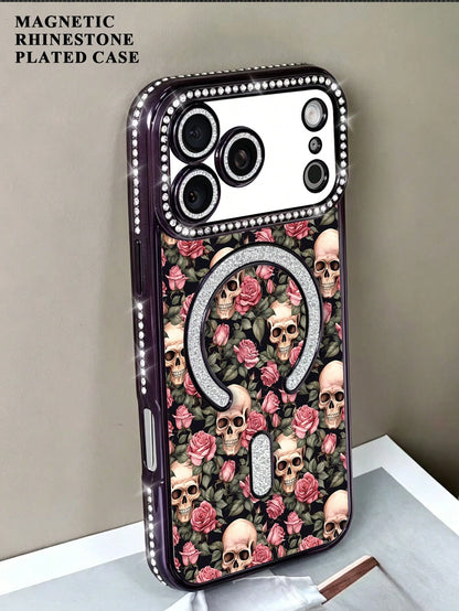 Cream-White Tulips With Fresh Green Leaves Motif, Clean And Elegant Design, Transparent Phone Case, Black Skull Rose Pattern For IPhone 17 17 Air 17 Pro 17 Pro Max Case For IPhone 16 15 14 13 12 (Inc