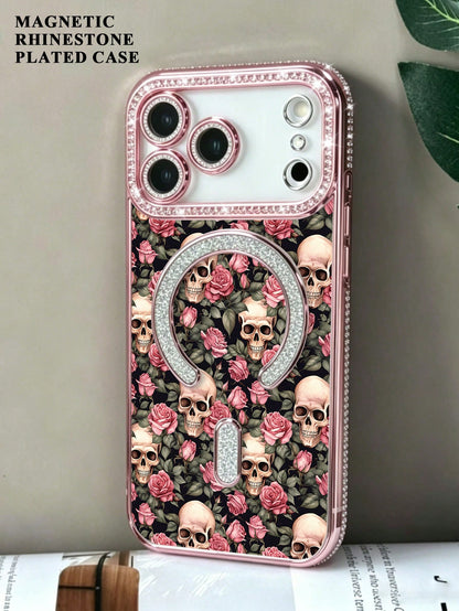 Cream-White Tulips With Fresh Green Leaves Motif, Clean And Elegant Design, Transparent Phone Case, Black Skull Rose Pattern For IPhone 17 17 Air 17 Pro 17 Pro Max Case For IPhone 16 15 14 13 12 (Inc