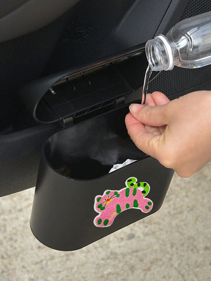 Creative Cat Pattern Printed Car Trash Can, Car Seat Back & Door Hanging Storage Box, Printed Pet Trash Bag, Convenient Mini Car Trash Bag, Multi-Functional Trash Storage Bin, Car Accessories, Portabl