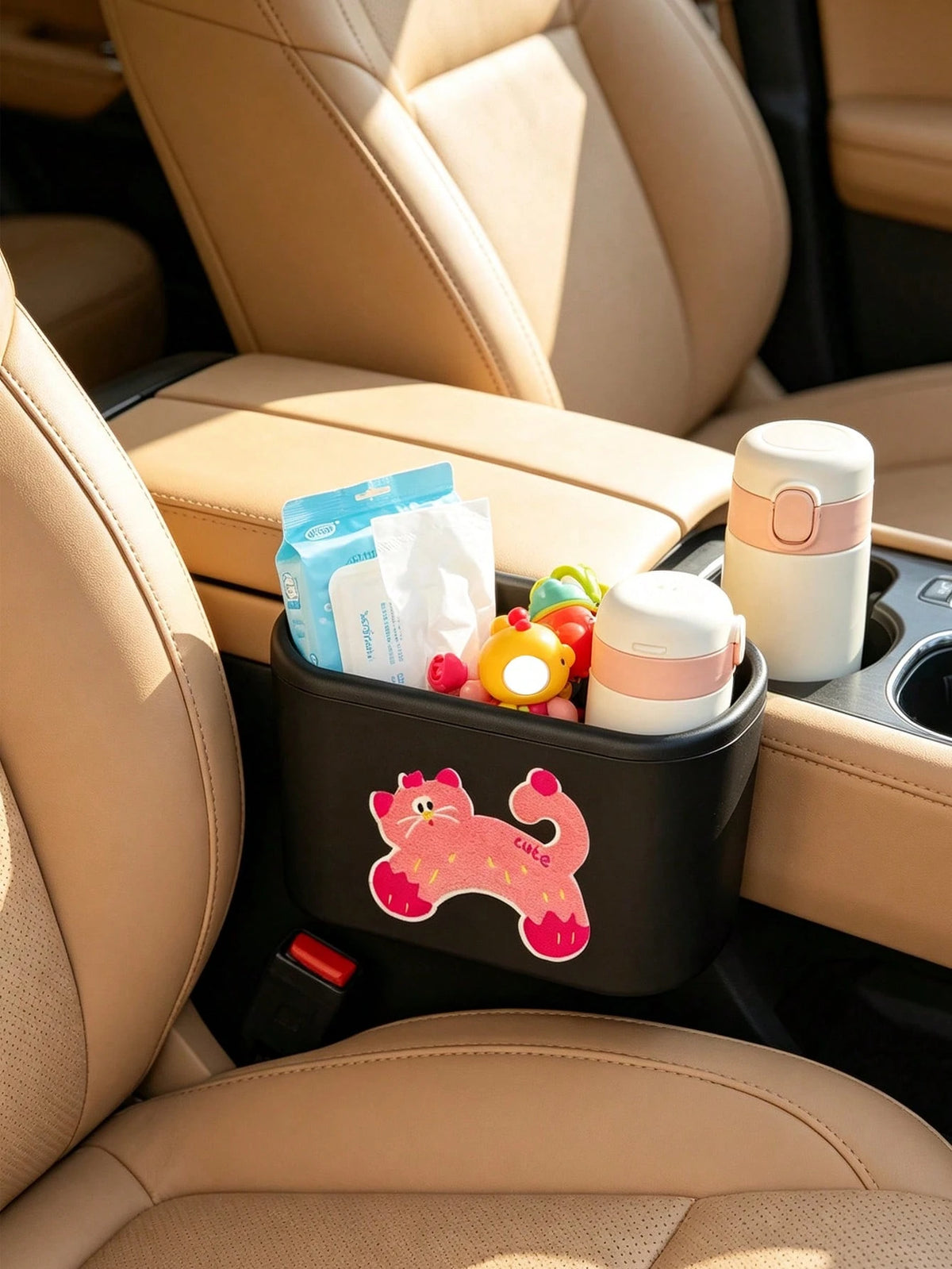 Creative Cat Pattern Printed Car Trash Can, Car Seat Back & Door Hanging Storage Box, Printed Pet Trash Bag, Convenient Mini Car Trash Bag, Multi-Functional Trash Storage Bin, Car Accessories, Portabl