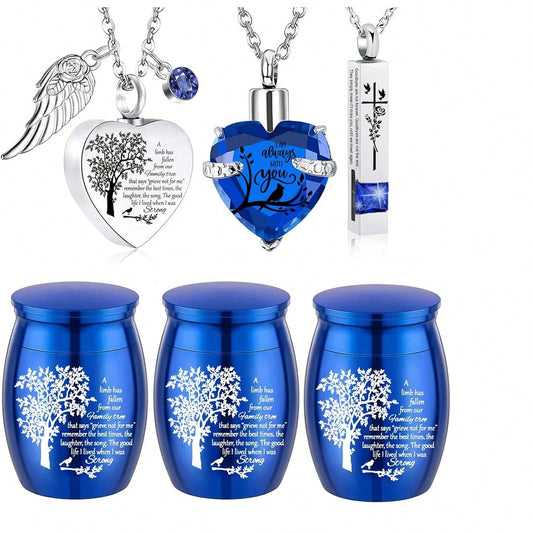 Cremation Urn Necklace Ashes Set Of 6- Small Cremation Urns Human/Pet Keepsake Sharing Urns Memorial Ashes Holder-A Limb Has Fallen From Family Tree