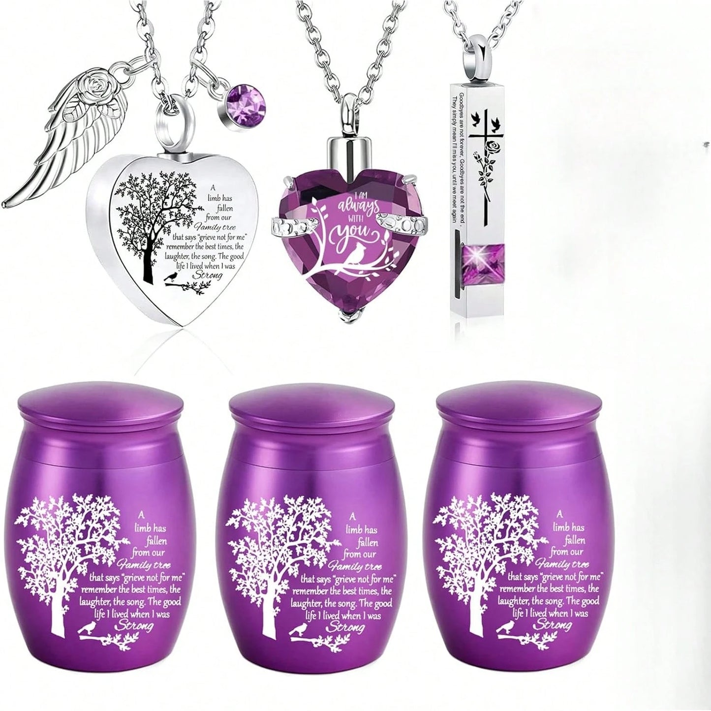 Cremation Urn Necklace Ashes Set Of 6- Small Cremation Urns Human/Pet Keepsake Sharing Urns Memorial Ashes Holder-A Limb Has Fallen From Family Tree