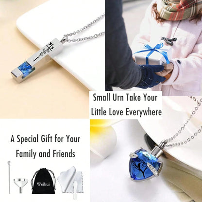 Cremation Urn Necklace Ashes Set Of 6- Small Cremation Urns Human/Pet Keepsake Sharing Urns Memorial Ashes Holder-A Limb Has Fallen From Family Tree