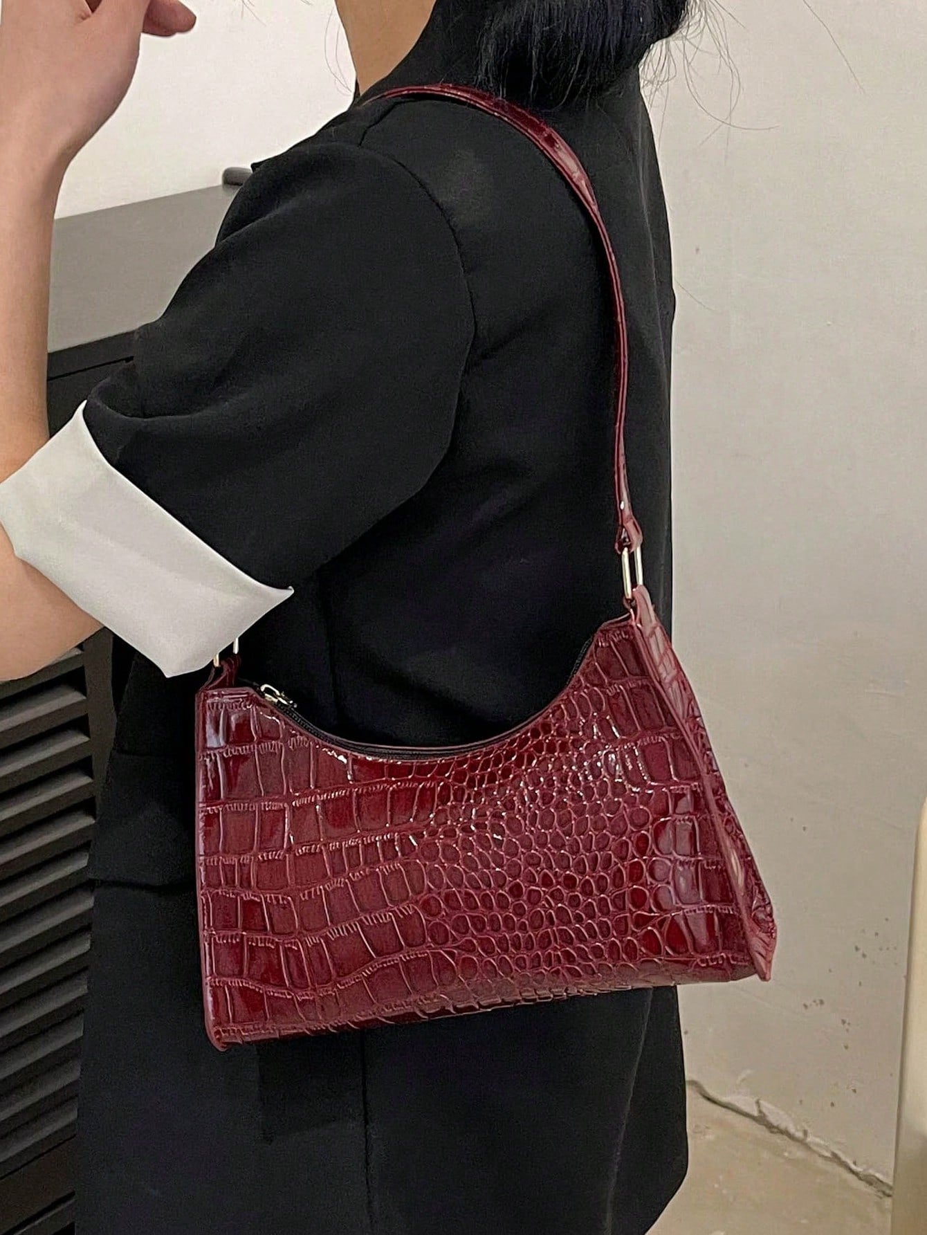 Crocodile Embossed Bag, Animal Print Women Bag
