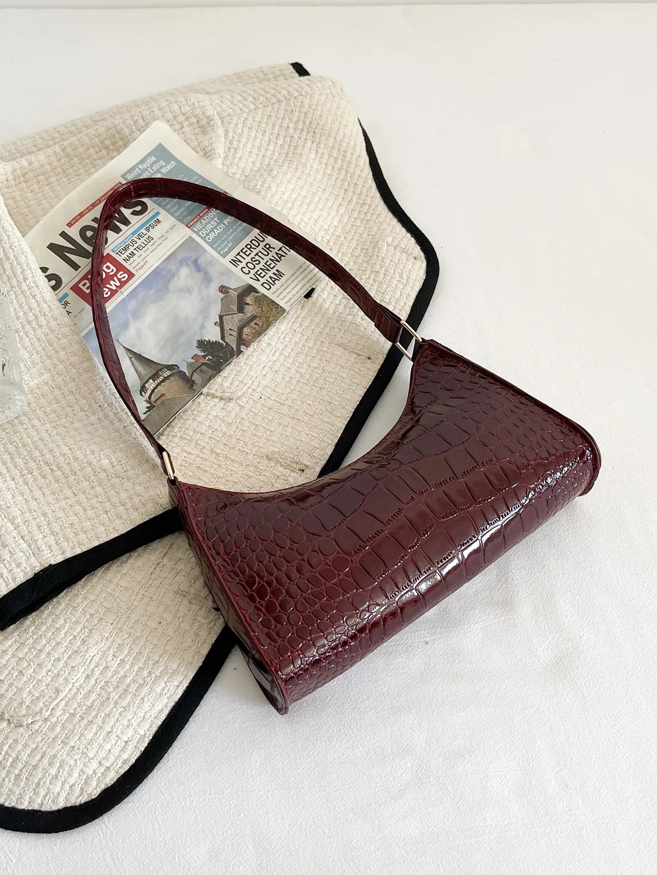 Crocodile Embossed Bag, Animal Print Women Bag
