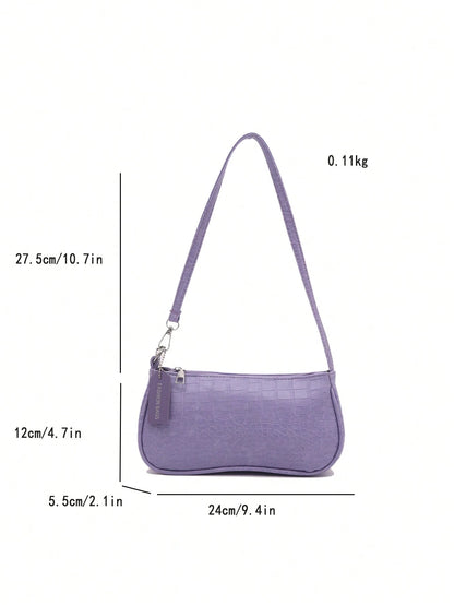 Crocodile Embossed Korean Style Women's Handbag, New Fashion Shoulder Bag, Minimalist Crescent Shaped Tote Bag For Women, Commuting