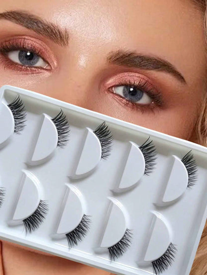 Cross-Border Maoyan Transparent Stem False Eyelashes, Natural Half Lashes, Lengthened Outer Corners, Half-Eye False Lashes
