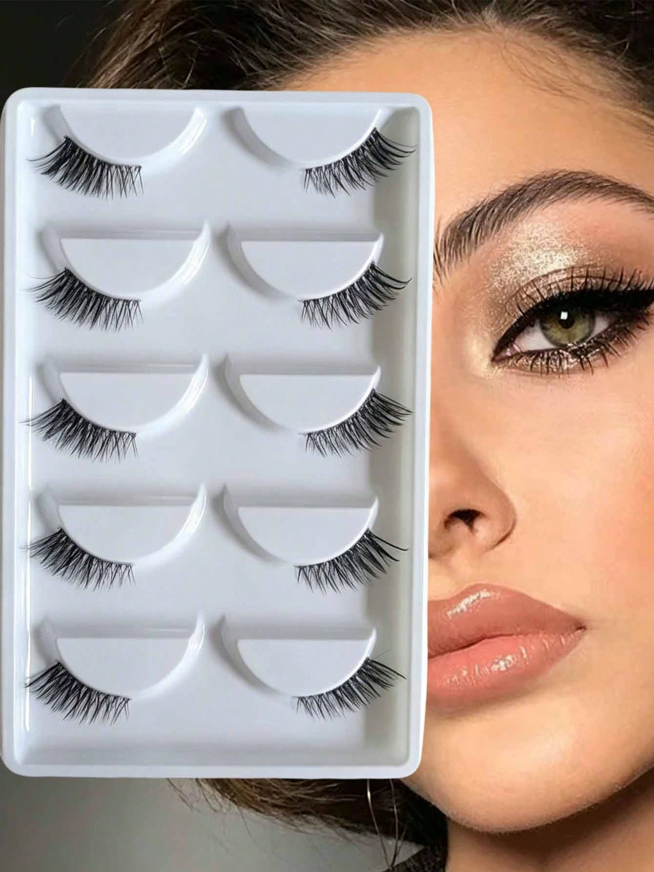 Cross-Border Maoyan Transparent Stem False Eyelashes, Natural Half Lashes, Lengthened Outer Corners, Half-Eye False Lashes