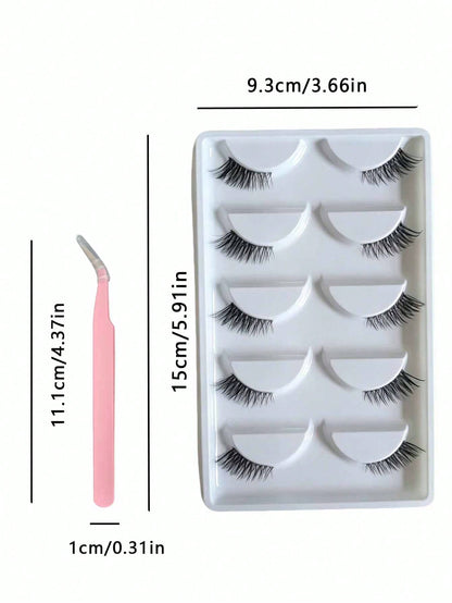 Cross-Border Maoyan Transparent Stem False Eyelashes, Natural Half Lashes, Lengthened Outer Corners, Half-Eye False Lashes