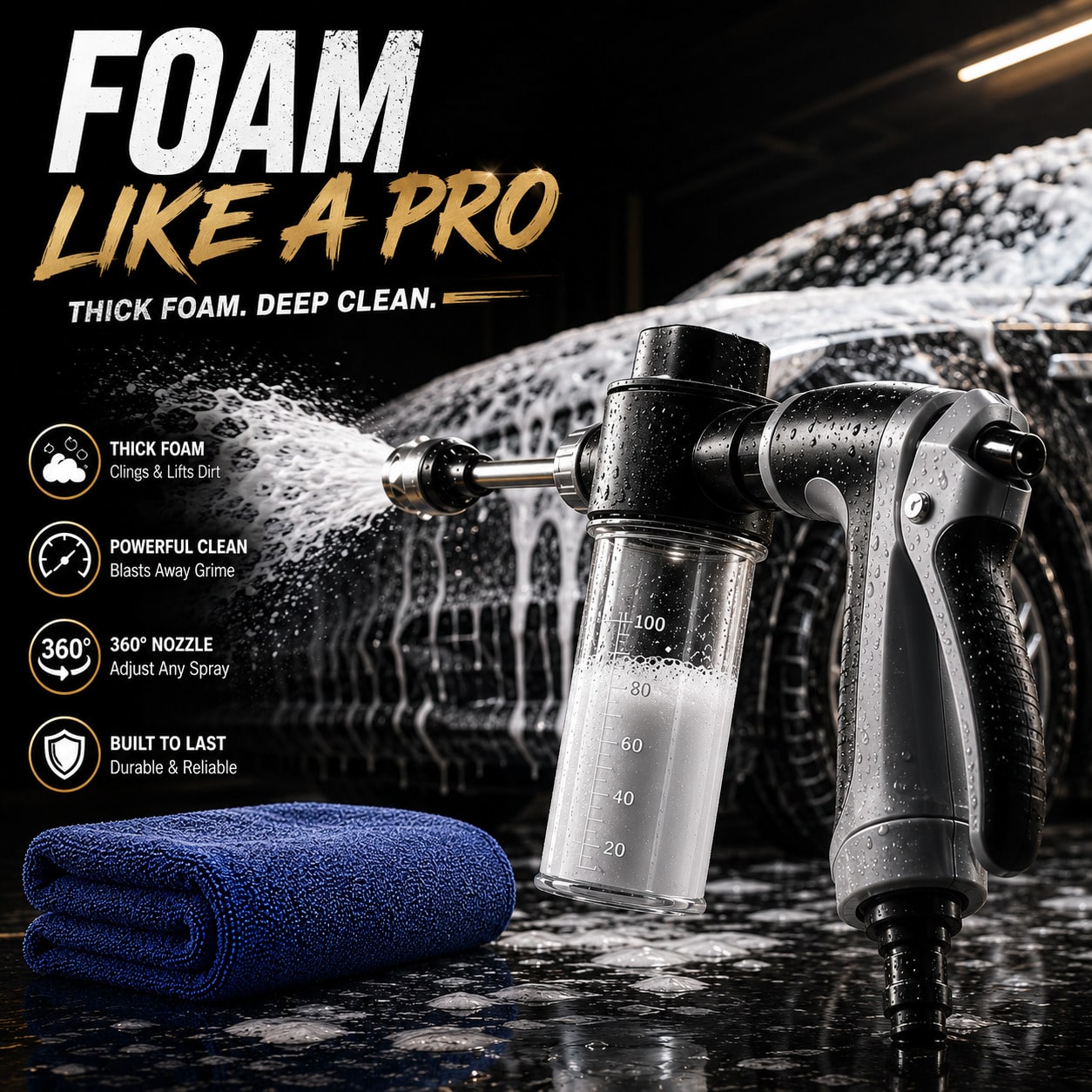 Curear Portable High Pressure Water Gun High Pressure Powerful Flow Easy To Use For Women And Elderly No Slip Wet Hand Operation For Car Washing Gardening Yard Cleaning Pet Bathing Irrigation With Tow