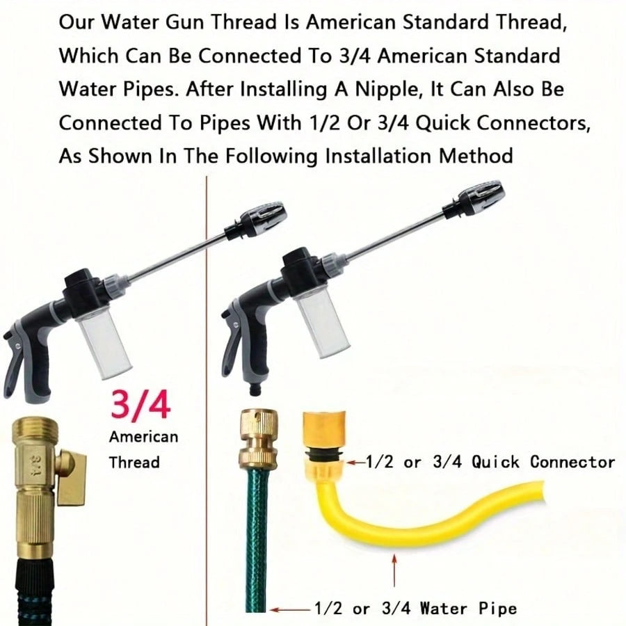 Curear Portable High Pressure Water Gun High Pressure Powerful Flow Easy To Use For Women And Elderly No Slip Wet Hand Operation For Car Washing Gardening Yard Cleaning Pet Bathing Irrigation With Tow