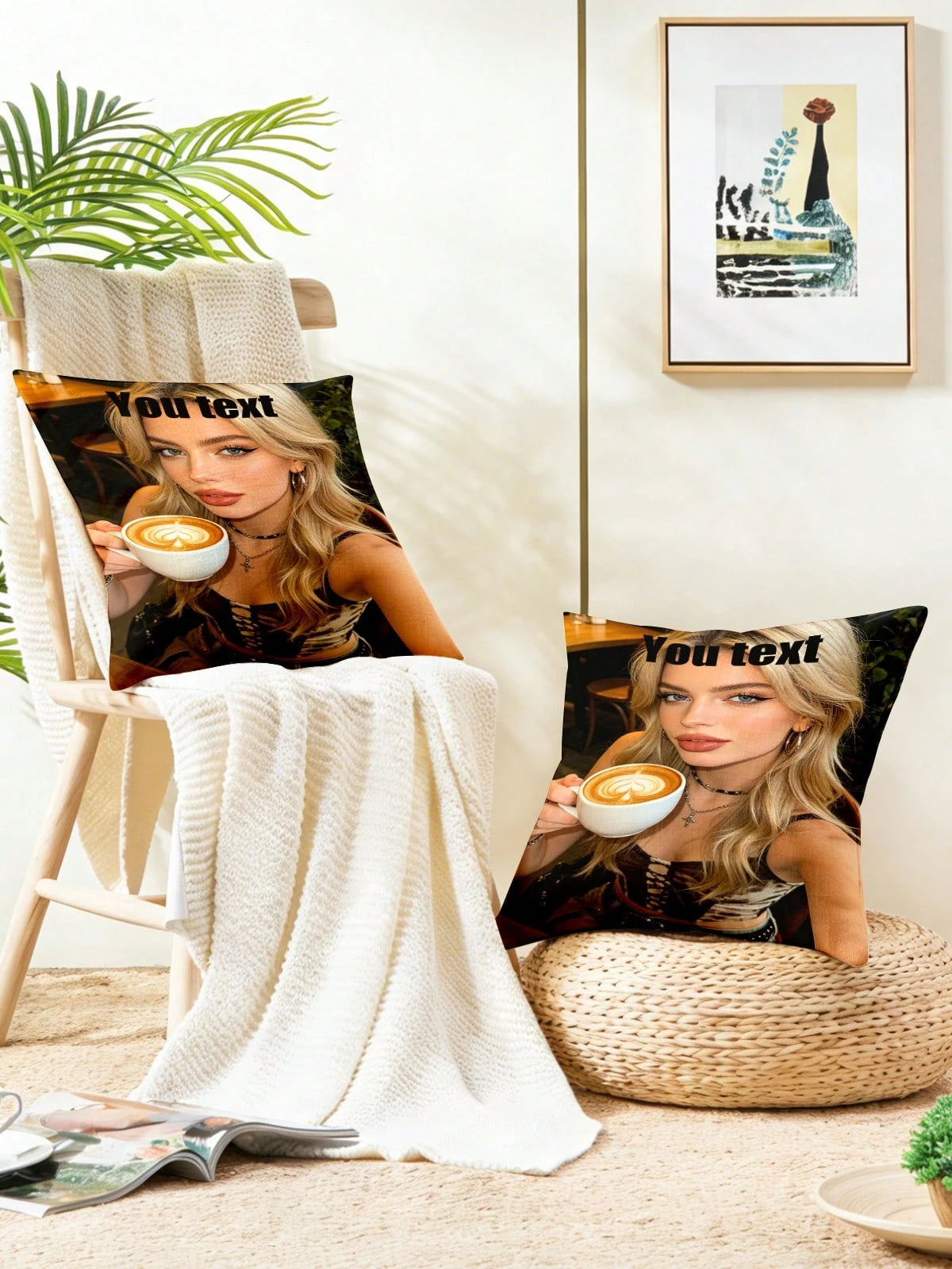 Custom Memorial Pillow Cover Heaven, Personalized Photo Pillow For Loss Of Loved One "Hug From Heaven" Design With Blue Butterflies, Bereavement Gift, In Memory Gift For Family, Comforting Keepsake, R