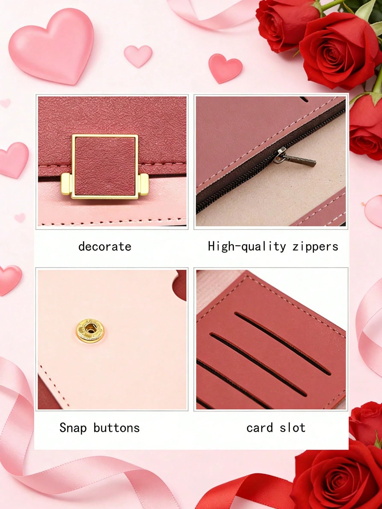 Customizable Clutch/Personalized Wallet, Can Print Your Own Text. This Large Capacity PU Leather Wallet/Coin Purse/Card Holder Has Credit Card Slots, Soft Lining, And Secure Snap Closure