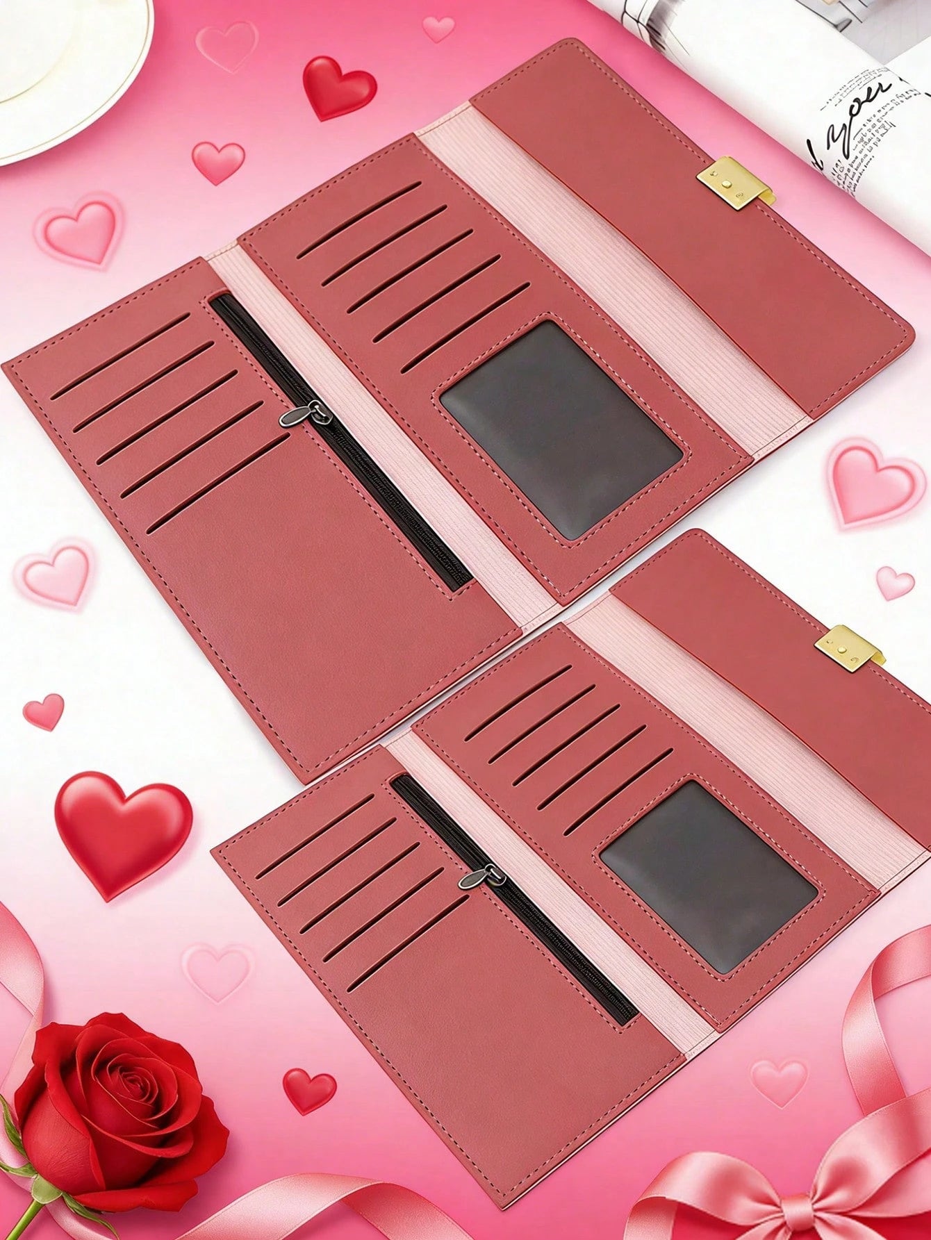 Customizable Clutch/Personalized Wallet, Can Print Your Own Text. This Large Capacity PU Leather Wallet/Coin Purse/Card Holder Has Credit Card Slots, Soft Lining, And Secure Snap Closure
