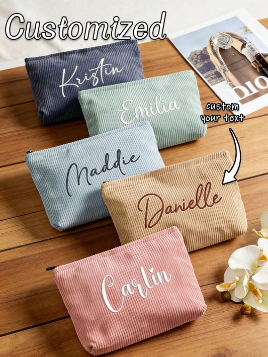 Customizable Cosmetic Bag, Personalized Clutch Bag, Custom Letter Name Logo Storage Pouch, Can Be Customized According To Your Unique Design, Lightweight Zipper Makeup Bag, Coin Purse, Pencil Case, Su