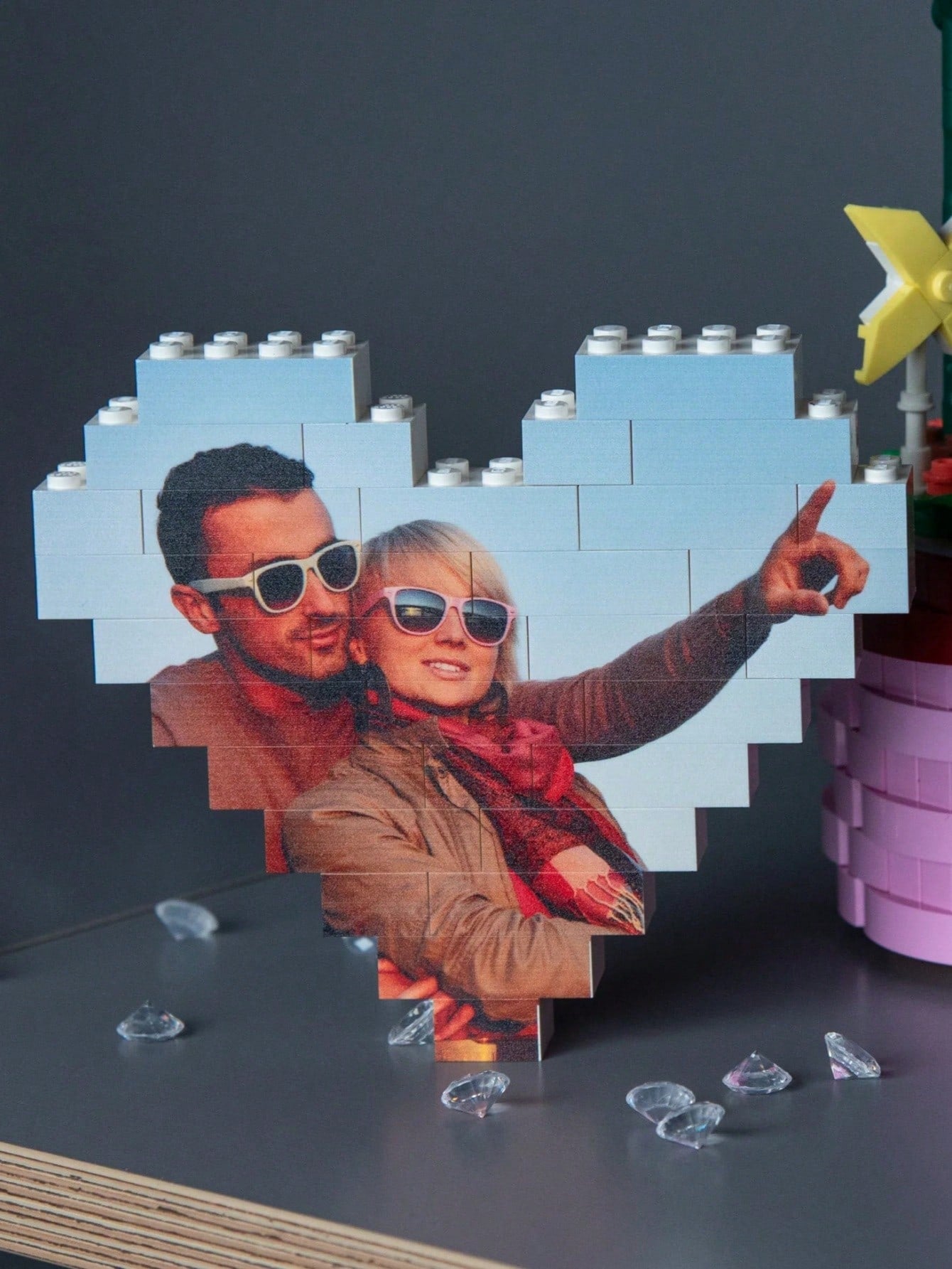 Customized Photo Heart-Shaped Building Blocks, Customized Adult Building Block Puzzle, Built With Building Blocks, Print Your Favorite Photos On It, Unique Memorabilia, Suitable As Desktop, Shelf Or B