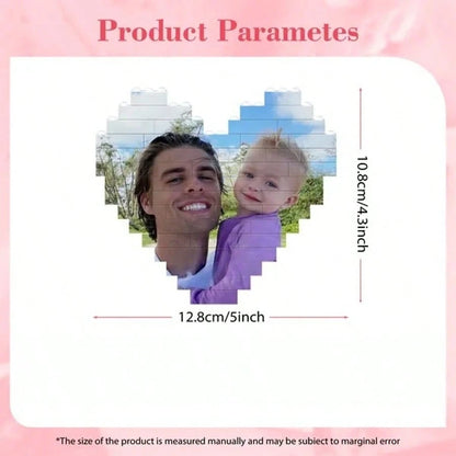 Customized Photo Heart-Shaped Building Blocks, Customized Adult Building Block Puzzle, Built With Building Blocks, Print Your Favorite Photos On It, Unique Memorabilia, Suitable As Desktop, Shelf Or B