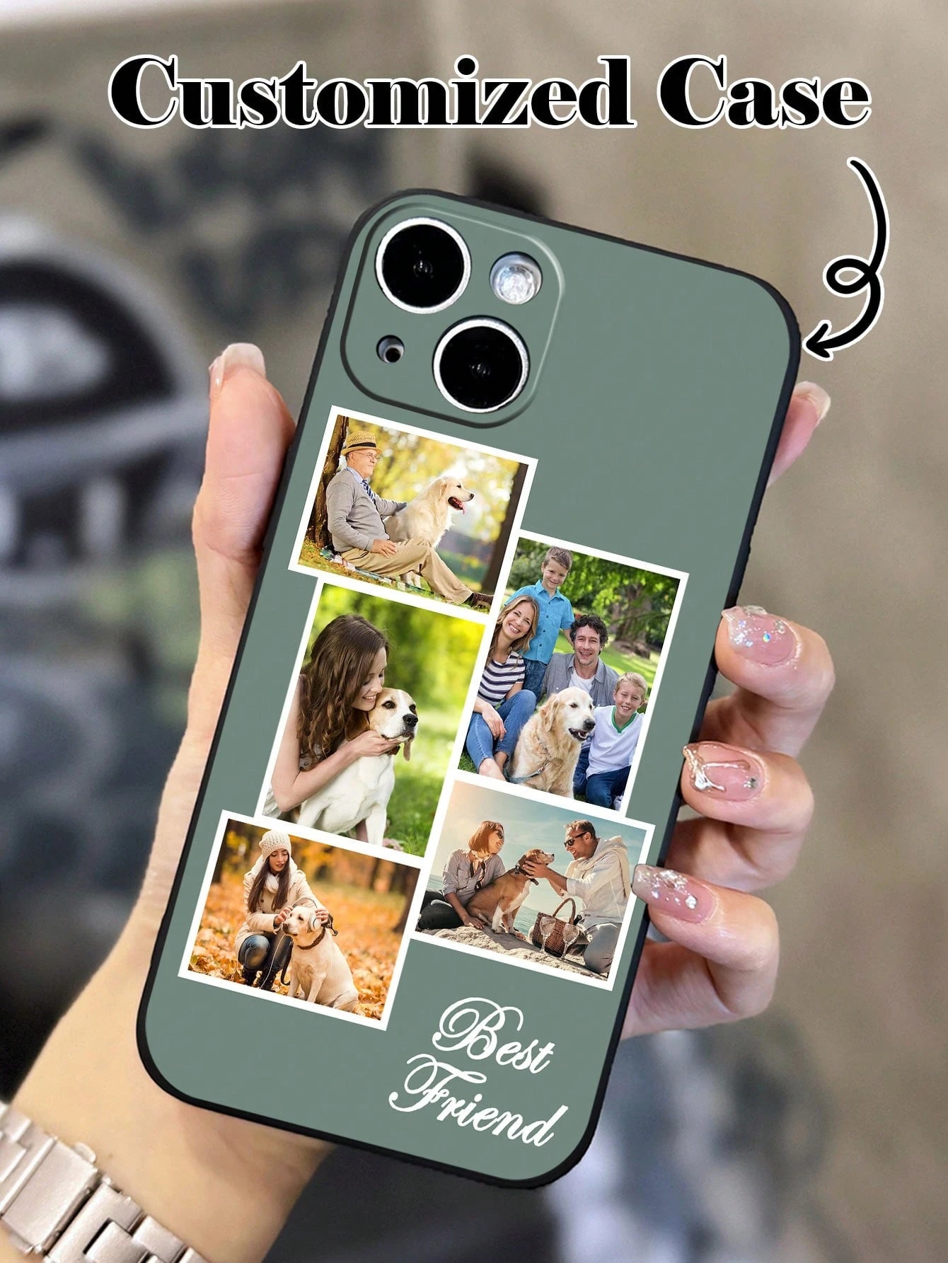 Customized Romantic Couple Travel Daily Memorial Photo Personalized Heart Phrase Text Customized Daily, Wedding, Anniversary, Pet, Family, Etc. Photo Customized Fashionable Personalized Signature Lett