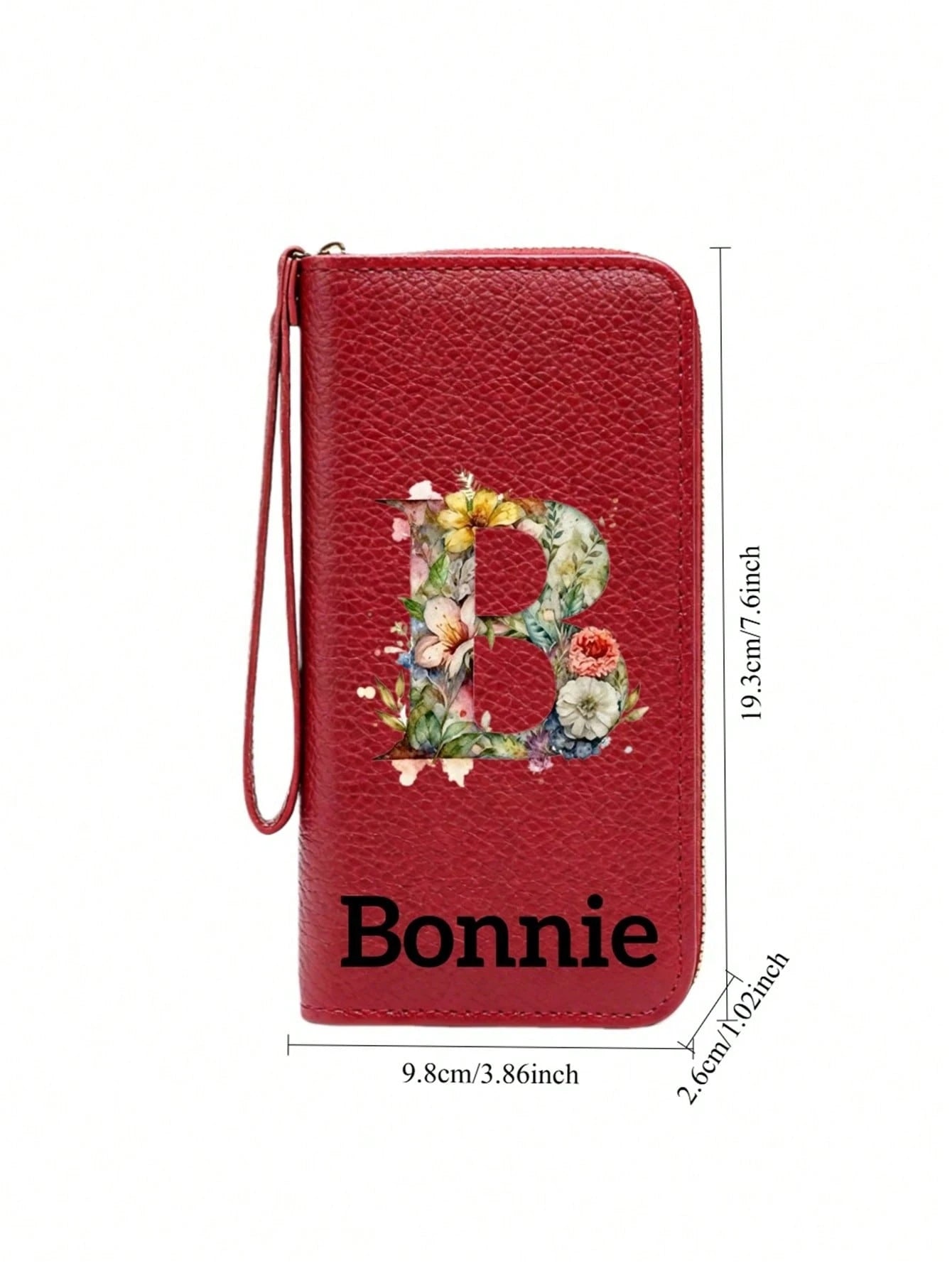 Customized Signature Long Wallet, Personalized Wallet, Women's Personalized Name Wallet, Exquisite Wrist Bag, Decorated With 26 Initial Floral Patterns, Multi-Function Coin Purse, A To Z Initial Patte
