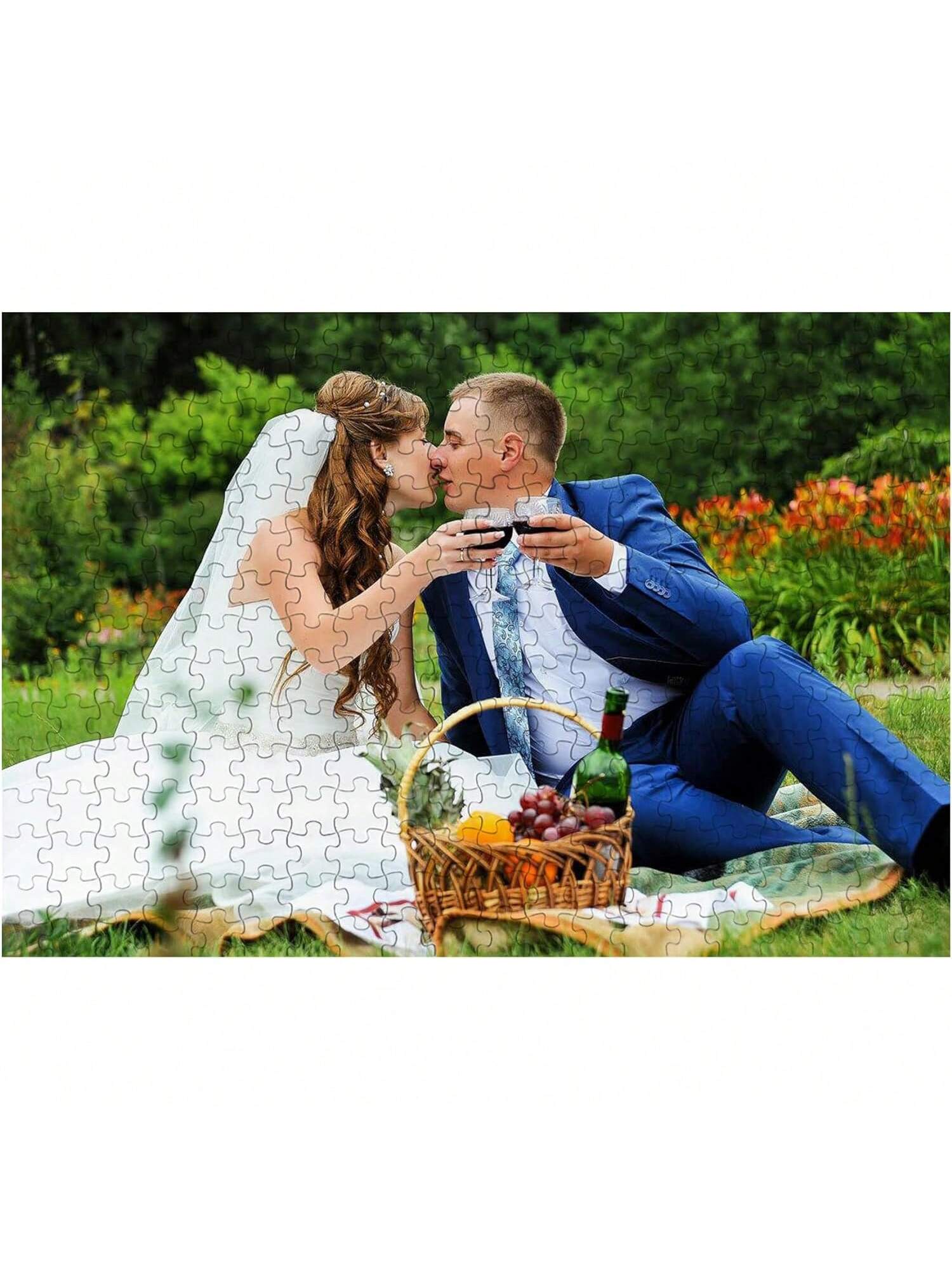 Customized Wooden Puzzle Personalized Design 100/300/500/1000 Pieces Large Custom Jigsaw Puzzle Block Toys For Adults Families Wedding Graduation Gift Wood Keepsake