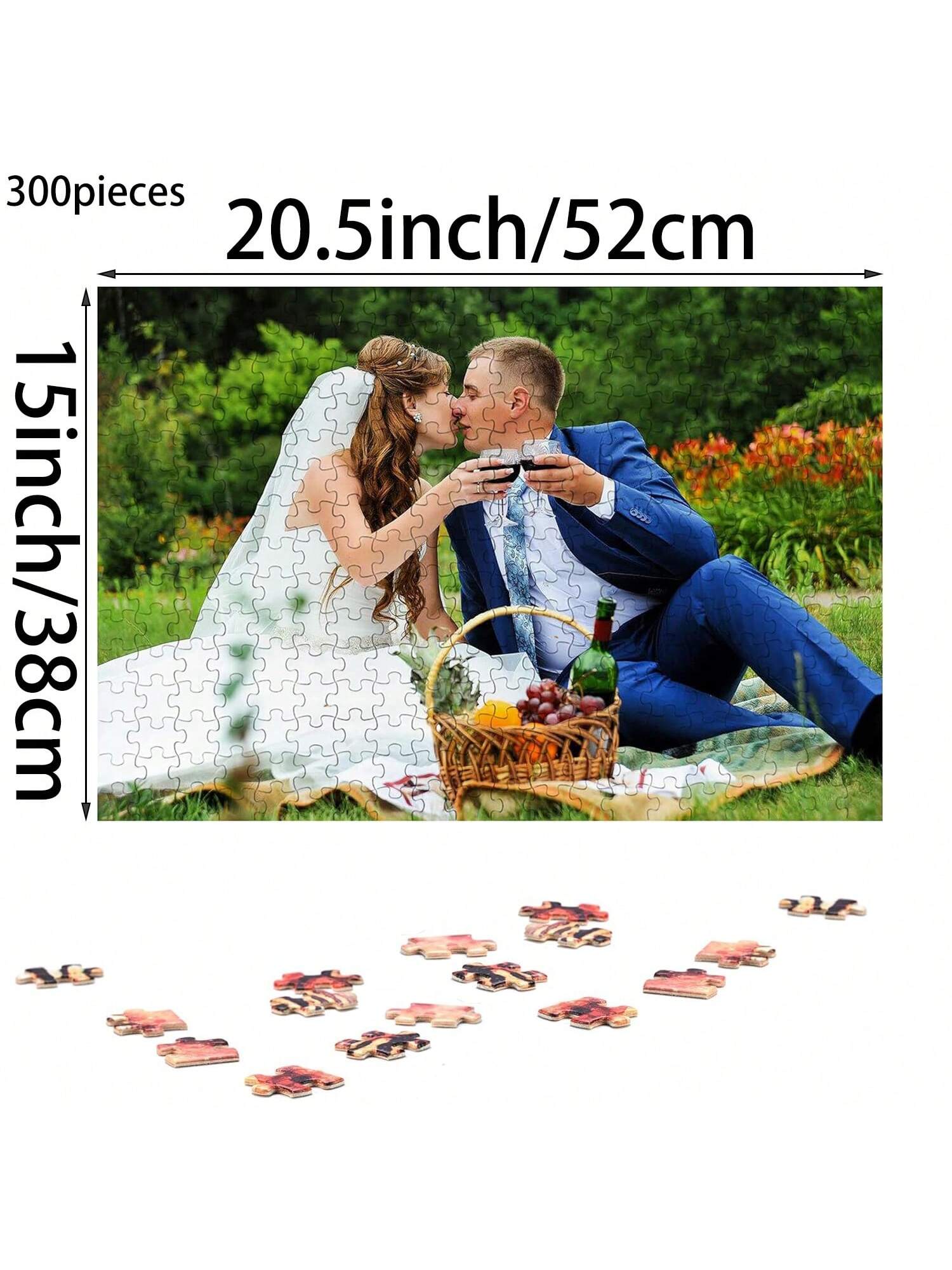 Customized Wooden Puzzle Personalized Design 100/300/500/1000 Pieces Large Custom Jigsaw Puzzle Block Toys For Adults Families Wedding Graduation Gift Wood Keepsake