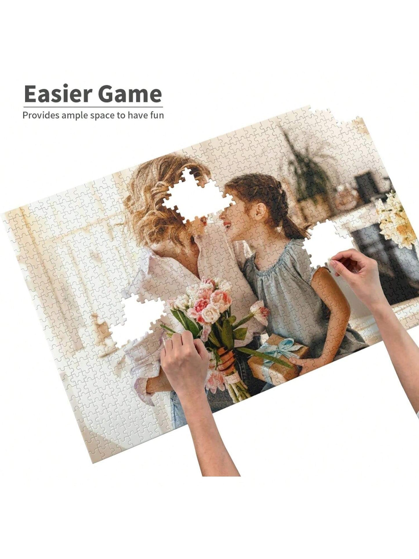 Customized Wooden Puzzle Personalized Design 100/300/500/1000 Pieces Large Custom Jigsaw Puzzle Block Toys For Adults Families Wedding Graduation Gift Wood Keepsake