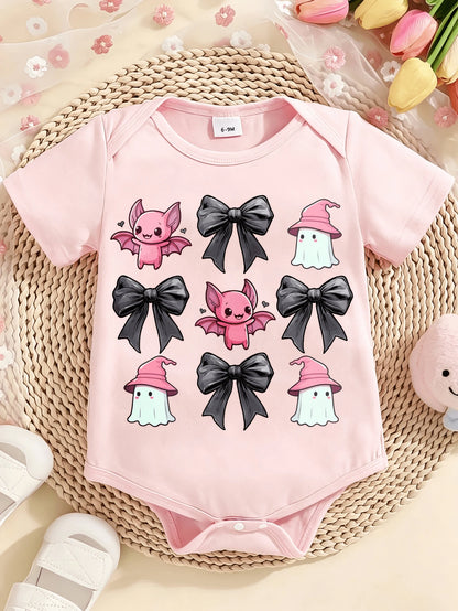 Cute Baby Girls Sassy Just Like My Mama Patterned Letter Heart Star Graphic Print Short Sleeve Crew Neck Bodysuit Summer Holiday Casual Daily Outfit