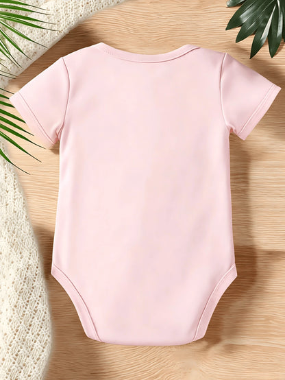 Cute Baby Girls Sassy Just Like My Mama Patterned Letter Heart Star Graphic Print Short Sleeve Crew Neck Bodysuit Summer Holiday Casual Daily Outfit