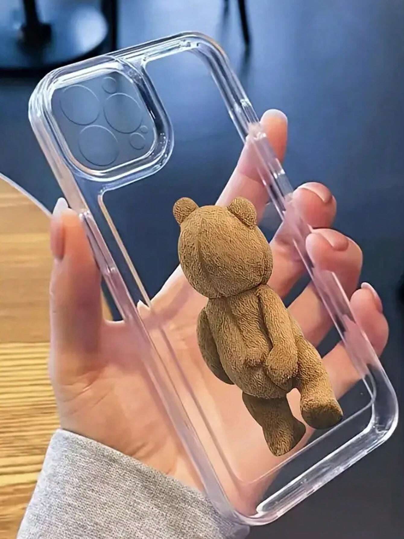 Cute Bear Element Fashion Transparent TPU 1pc Cute Bear Butt Graphic Shockproof Protective Phone Case Compatible With Apple 17, 16, 15, 14, 13, 12, 11 Pro Max Birthday Gift,International Version, Not