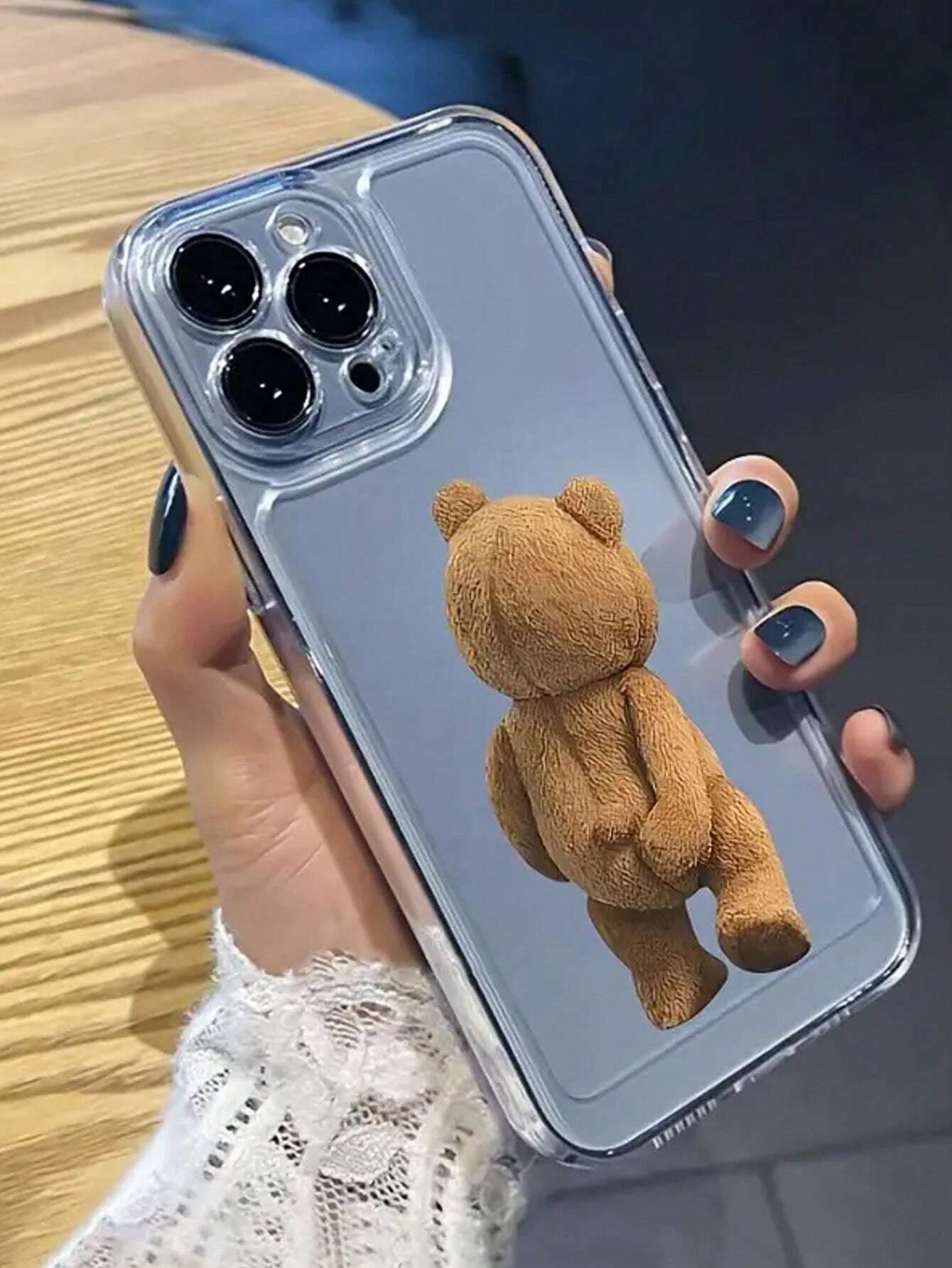Cute Bear Element Fashion Transparent TPU 1pc Cute Bear Butt Graphic Shockproof Protective Phone Case Compatible With Apple 17, 16, 15, 14, 13, 12, 11 Pro Max Birthday Gift,International Version, Not