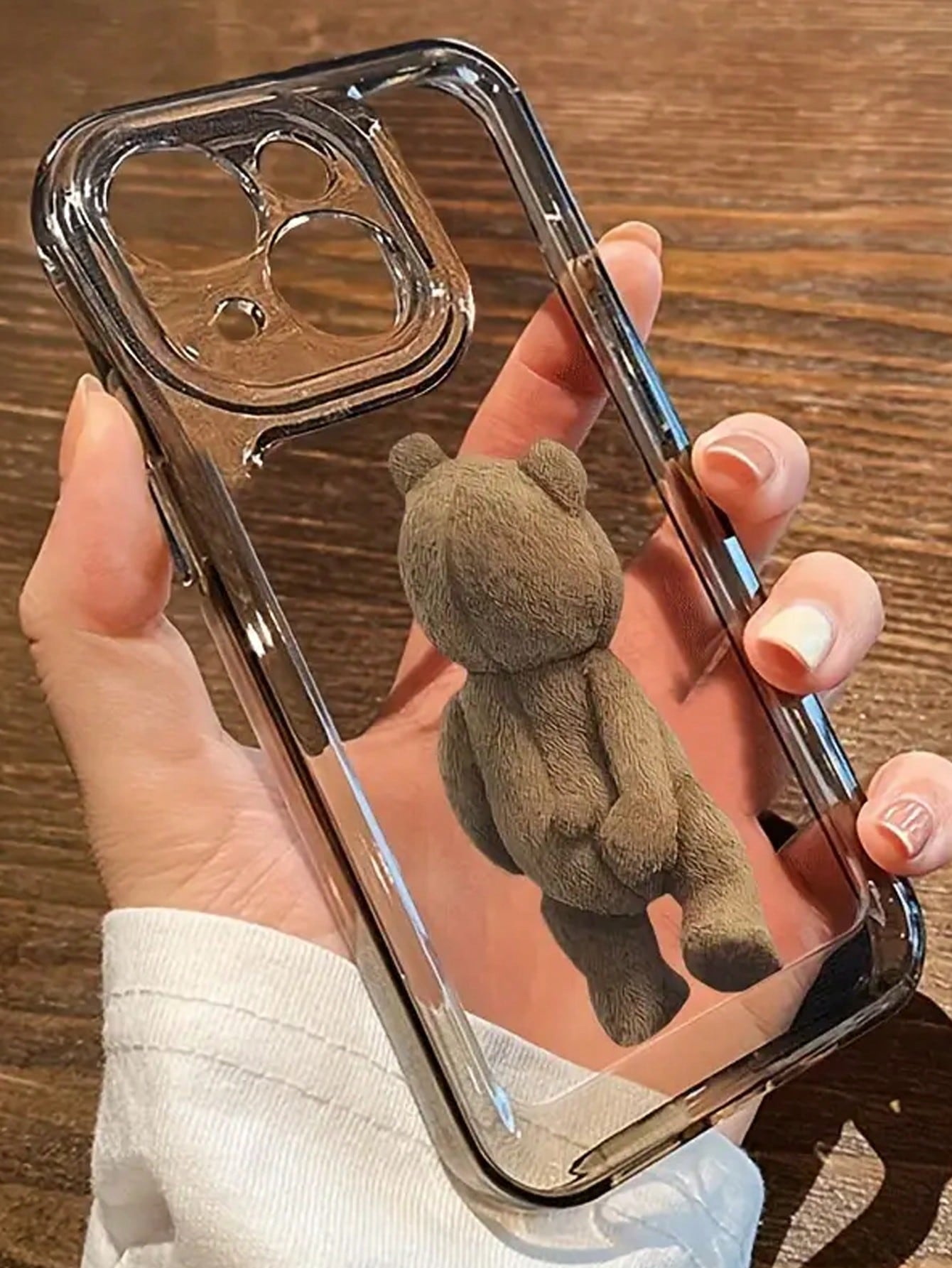 Cute Bear Element Fashion Transparent TPU 1pc Cute Bear Butt Graphic Shockproof Protective Phone Case Compatible With Apple 17, 16, 15, 14, 13, 12, 11 Pro Max Birthday Gift,International Version, Not