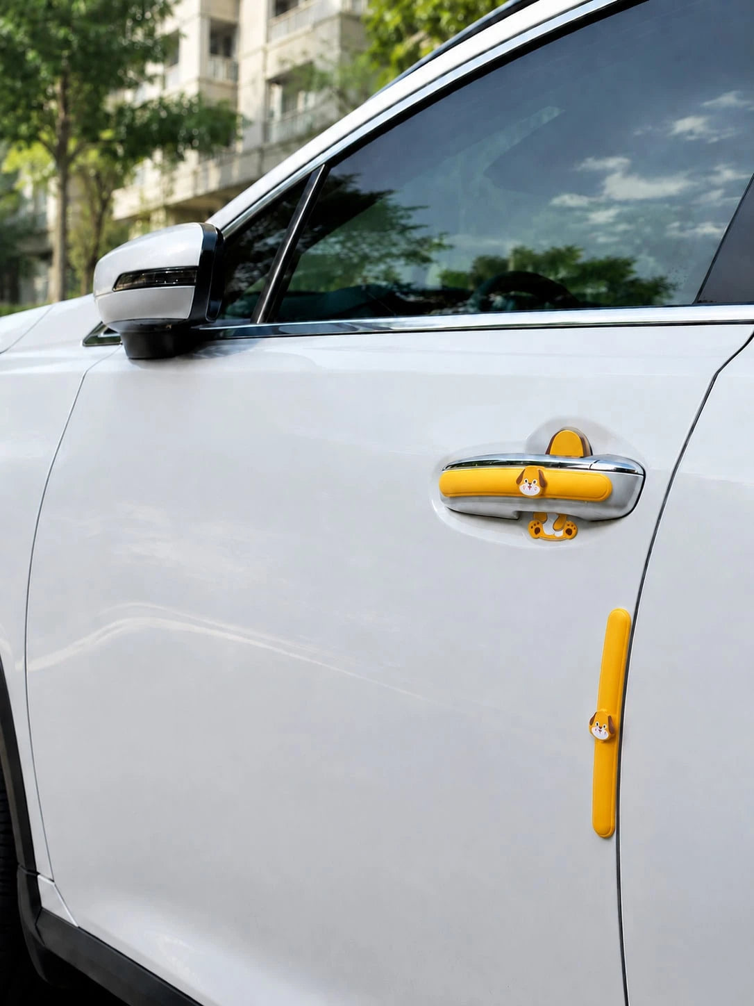 Cute Cartoon Car Door Handle Anti-Collision Sticker, PVC Scratch Protection Film For Door Bowl Rearview Mirror Bumper, Universal Lovely Animal Pattern Car Exterior Protective Accessories