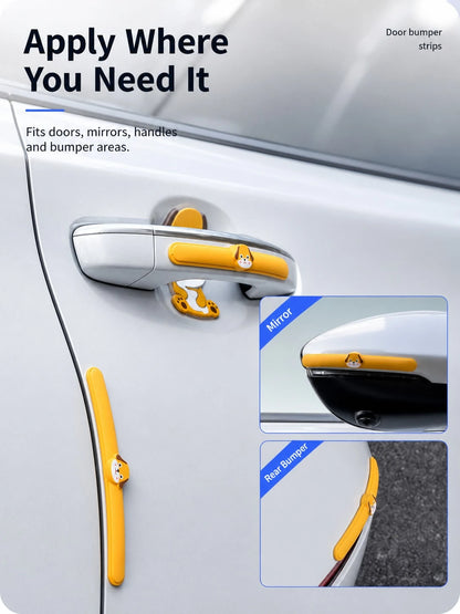 Cute Cartoon Car Door Handle Anti-Collision Sticker, PVC Scratch Protection Film For Door Bowl Rearview Mirror Bumper, Universal Lovely Animal Pattern Car Exterior Protective Accessories