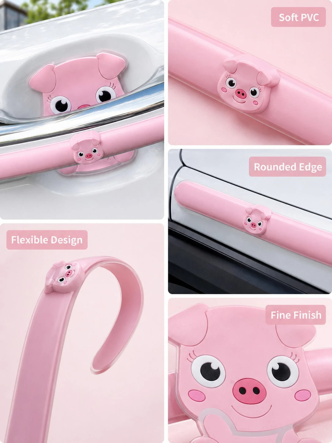 Cute Cartoon Car Door Handle Anti-Collision Sticker, PVC Scratch Protection Film For Door Bowl Rearview Mirror Bumper, Universal Lovely Animal Pattern Car Exterior Protective Accessories