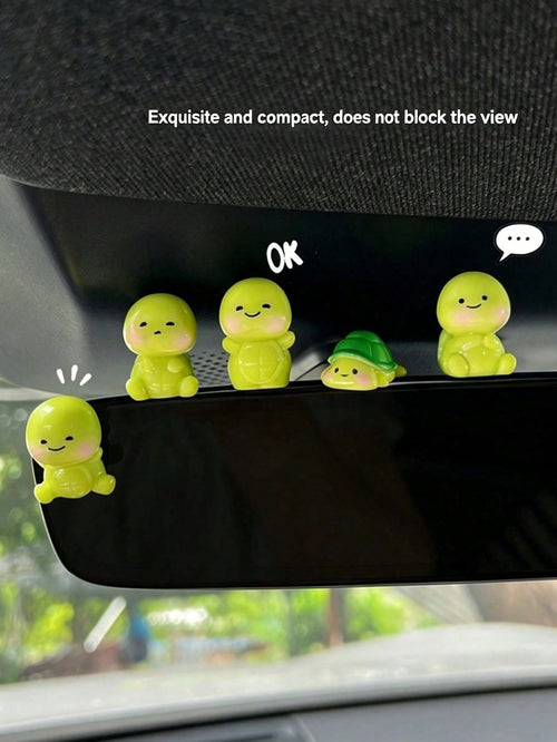 Cute Cartoon Turtle Decor, Mini Resin Figurine, Healing Style Decoration, Suitable For Car Dashboard, In-Car Display, Desktop, Dollhouse Micro Landscape