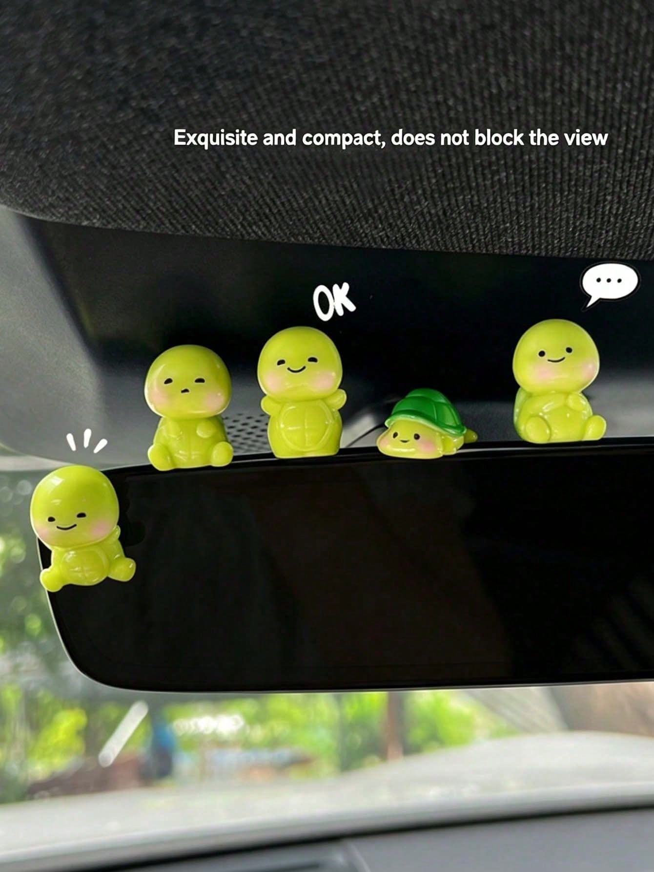 Cute Cartoon Turtle Decor, Mini Resin Figurine, Healing Style Decoration, Suitable For Car Dashboard, In-Car Display, Desktop, Dollhouse Micro Landscape