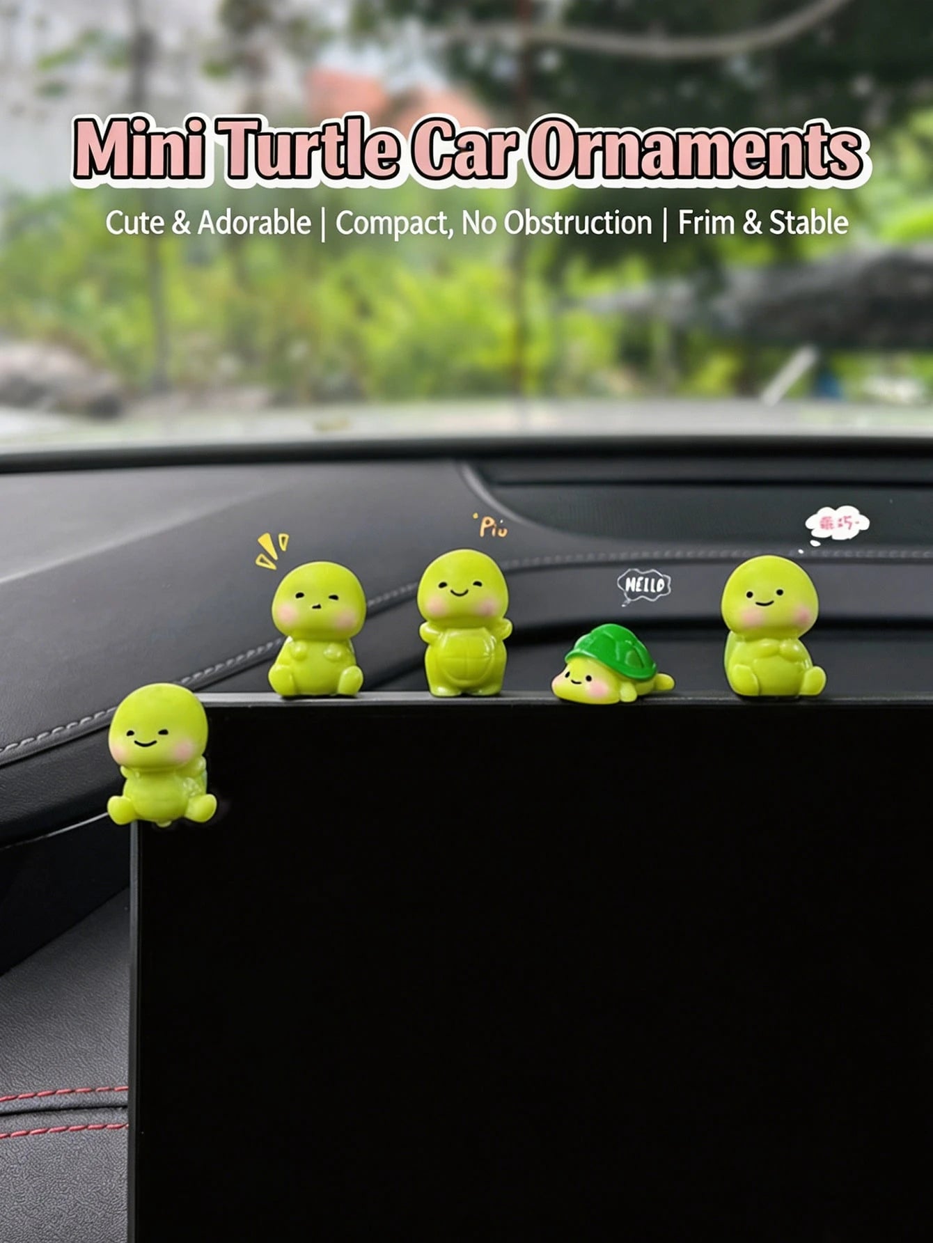 Cute Cartoon Turtle Decor, Mini Resin Figurine, Healing Style Decoration, Suitable For Car Dashboard, In-Car Display, Desktop, Dollhouse Micro Landscape