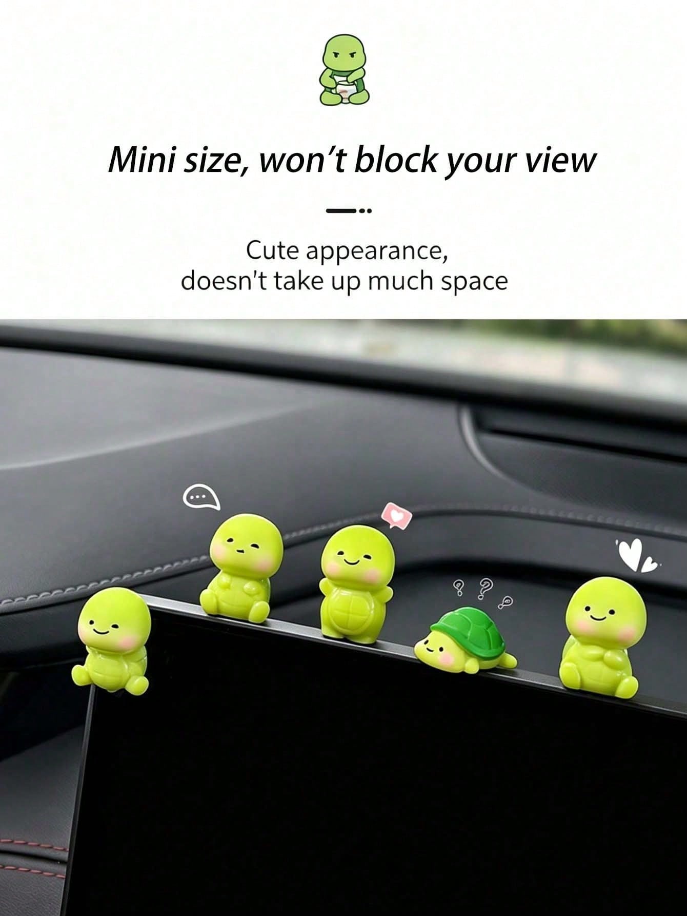 Cute Cartoon Turtle Decor, Mini Resin Figurine, Healing Style Decoration, Suitable For Car Dashboard, In-Car Display, Desktop, Dollhouse Micro Landscape