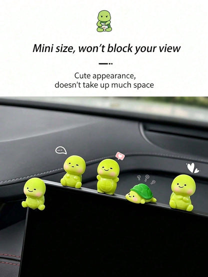 Cute Cartoon Turtle Decor, Mini Resin Figurine, Healing Style Decoration, Suitable For Car Dashboard, In-Car Display, Desktop, Dollhouse Micro Landscape