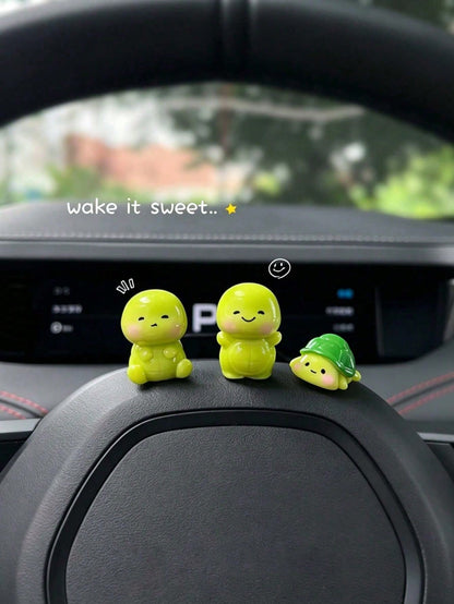 Cute Cartoon Turtle Decor, Mini Resin Figurine, Healing Style Decoration, Suitable For Car Dashboard, In-Car Display, Desktop, Dollhouse Micro Landscape