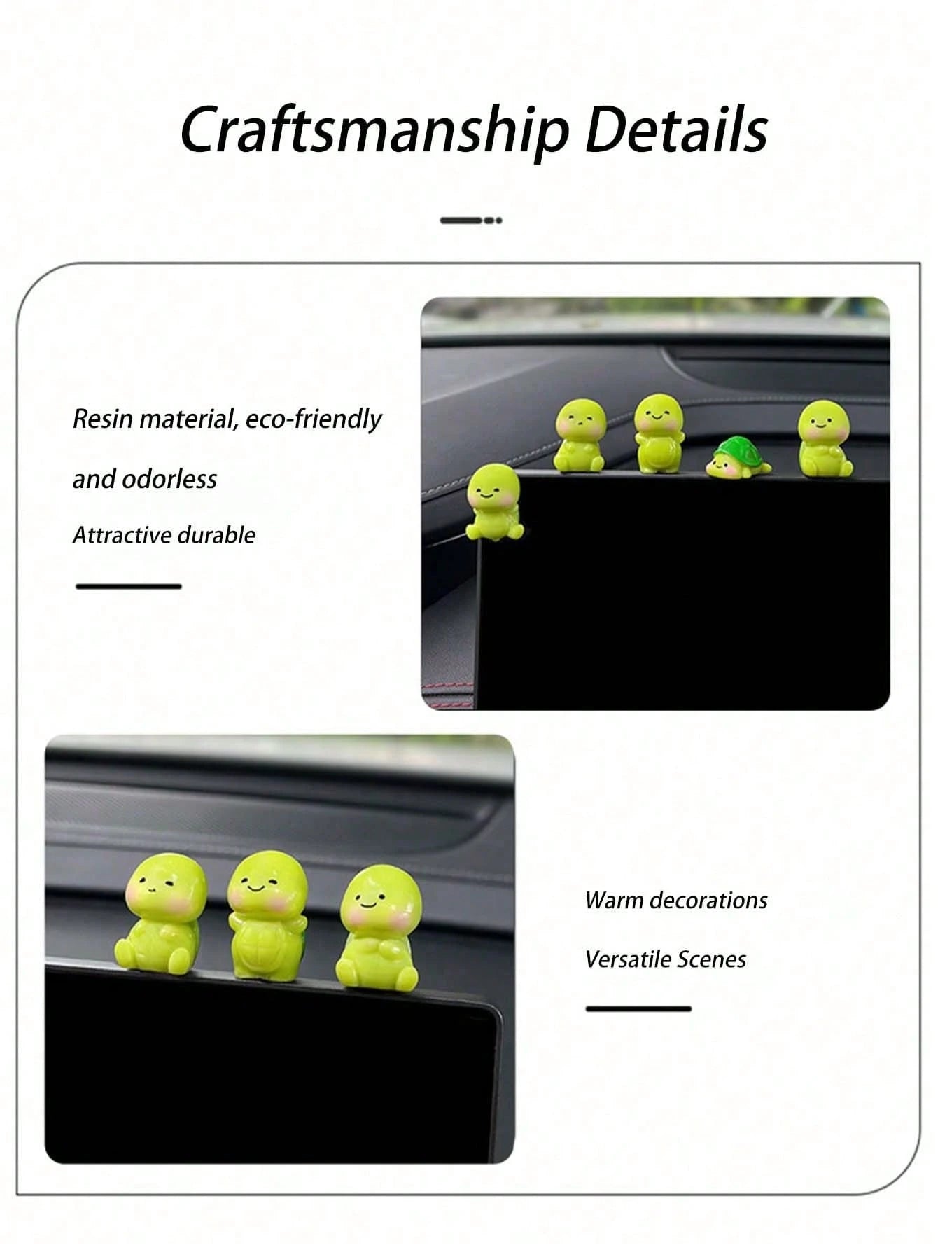 Cute Cartoon Turtle Decor, Mini Resin Figurine, Healing Style Decoration, Suitable For Car Dashboard, In-Car Display, Desktop, Dollhouse Micro Landscape