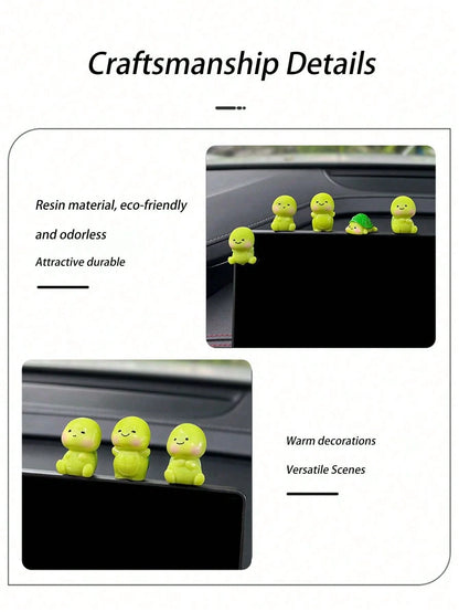 Cute Cartoon Turtle Decor, Mini Resin Figurine, Healing Style Decoration, Suitable For Car Dashboard, In-Car Display, Desktop, Dollhouse Micro Landscape