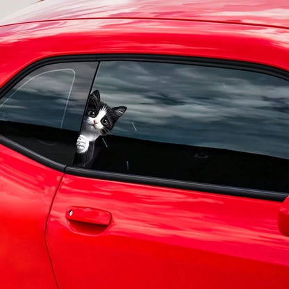 Cute Cat Peeking Window Sticker, Kitten Peeking Through Glass Decal, Adorable Cartoon Style Printed Window Sticker, Vinyl Decal Suitable For Windows, Cars, Trucks, Doors, Toilets, Laptops