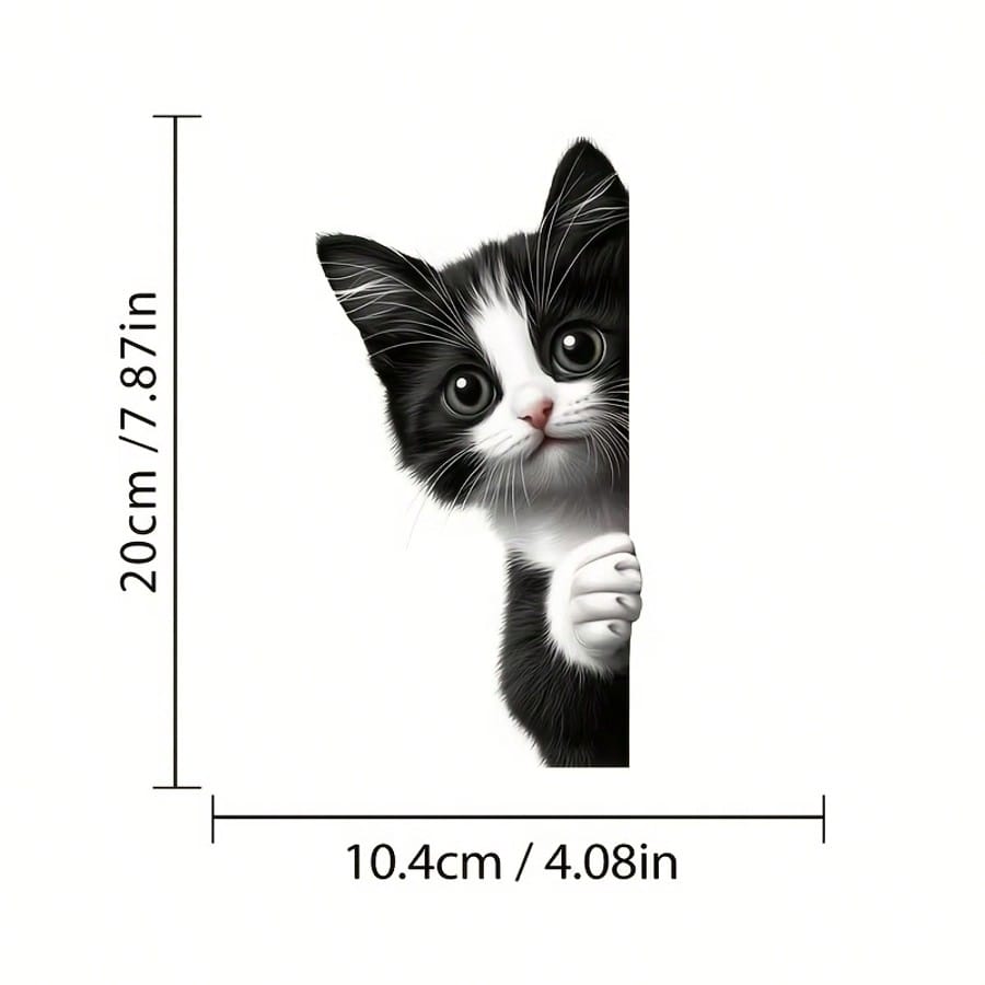 Cute Cat Peeking Window Sticker, Kitten Peeking Through Glass Decal, Adorable Cartoon Style Printed Window Sticker, Vinyl Decal Suitable For Windows, Cars, Trucks, Doors, Toilets, Laptops