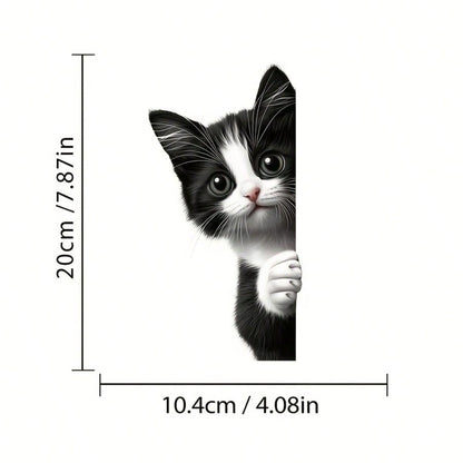 Cute Cat Peeking Window Sticker, Kitten Peeking Through Glass Decal, Adorable Cartoon Style Printed Window Sticker, Vinyl Decal Suitable For Windows, Cars, Trucks, Doors, Toilets, Laptops