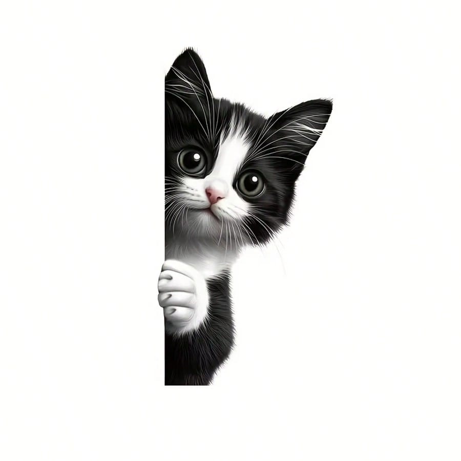 Cute Cat Peeking Window Sticker, Kitten Peeking Through Glass Decal, Adorable Cartoon Style Printed Window Sticker, Vinyl Decal Suitable For Windows, Cars, Trucks, Doors, Toilets, Laptops