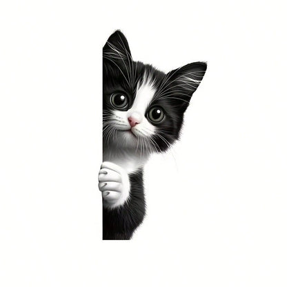 Cute Cat Peeking Window Sticker, Kitten Peeking Through Glass Decal, Adorable Cartoon Style Printed Window Sticker, Vinyl Decal Suitable For Windows, Cars, Trucks, Doors, Toilets, Laptops